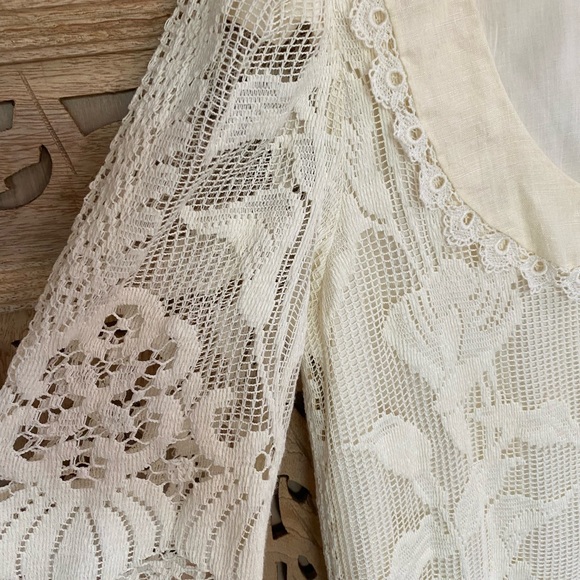 Vintage Lace dress with linens collar and cotton lining - Picture 5 of 8